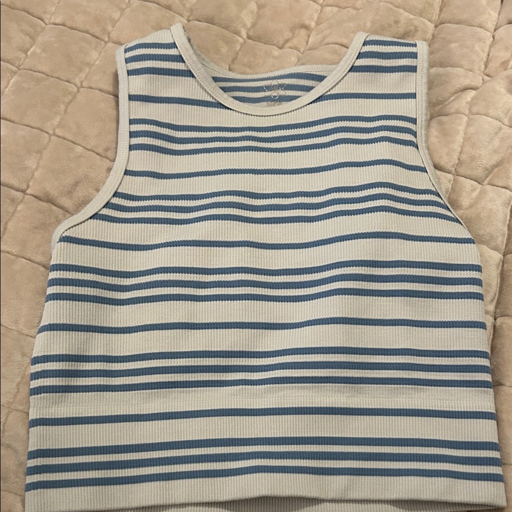 Aura Blue and White Striped Tank Top